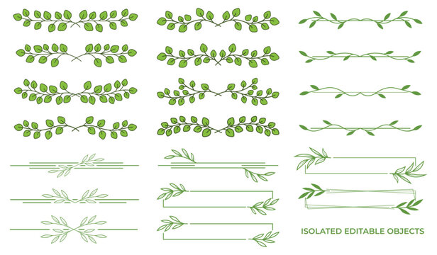 Elegant Green Botanical Leaf Divider Set for Text Separation