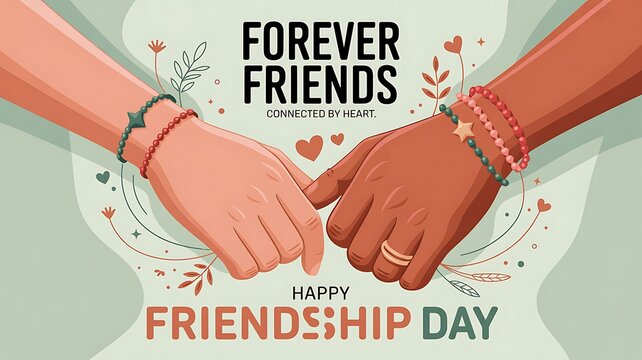Two hands holding fingers, happy friendship day