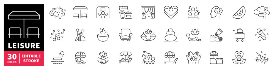 Collection of leisure and relaxation icons for wellness and lifestyle themes © Jocelyn_Flores