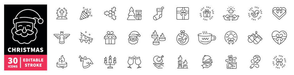 Fototapeta premium Collection of festive Christmas icons and symbols for holiday design