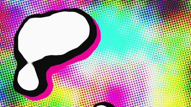 Colorful Pop Art Halftone Liquid Blobs Merging in Vibrant Retro Abstract Comic Style Animation Loop