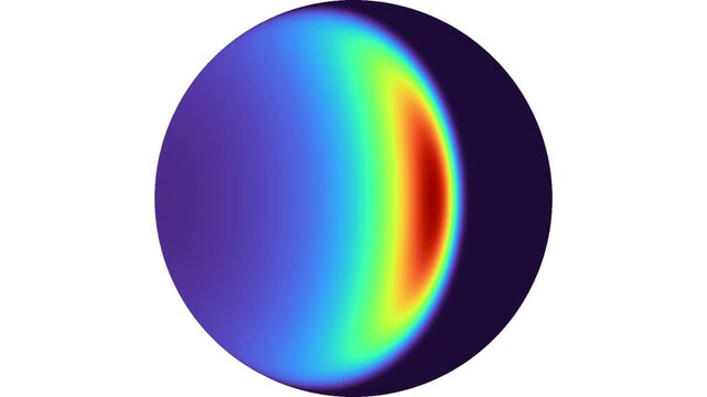 Abstract 3D sphere heat map animation showing dynamic glowing thermal gradient loop
