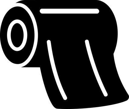 Protective plastic film roll black silhouette icon isolated on white background. Bold vector-style illustration for packaging, wrapping, lamination, industrial material, sticker, label