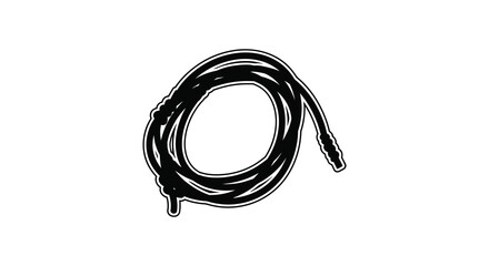 Fototapeta premium Coiled Cable Silhouette In Black And White