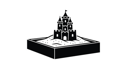 Sandcastle On Rectangular Base Black Silhouette castle © MdShifulIslam
