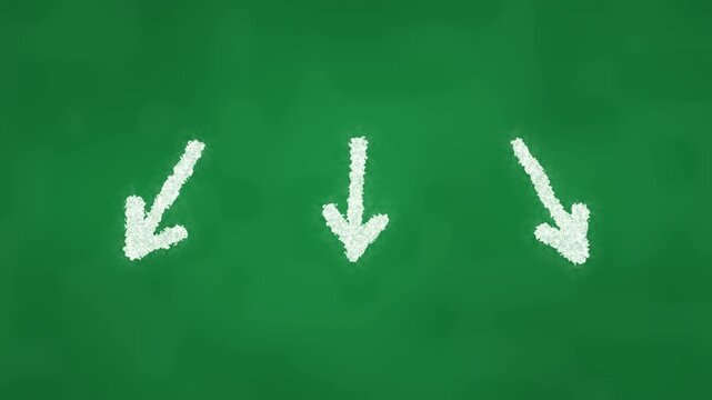 Animated chalk arrows pointing down on a green chalkboard background