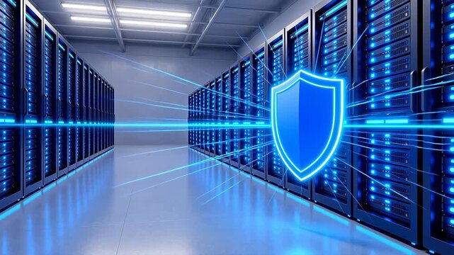 server room with data protection shield