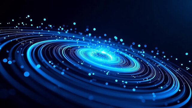 Blue spiral light pattern with glowing dots
