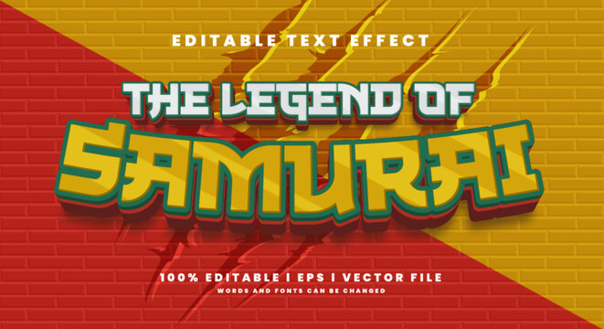 the legend of samurai text effects, modern colors.Text style effects.