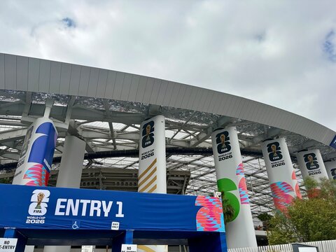 SoFi stadium in Los Angeles, California hosts the 2026 FIFA World Cup Soccer event