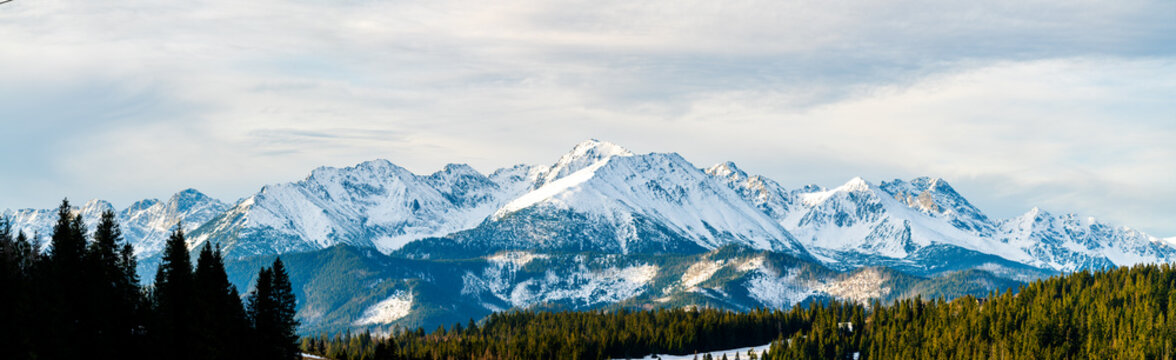 Tatra Mountains panorama at sunrise. Poland