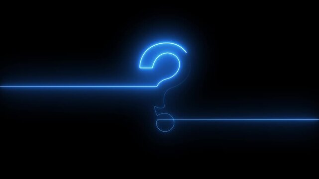Question sign animation with glowing neon light. neon light glowing question mark on black background, with 4k video animation.