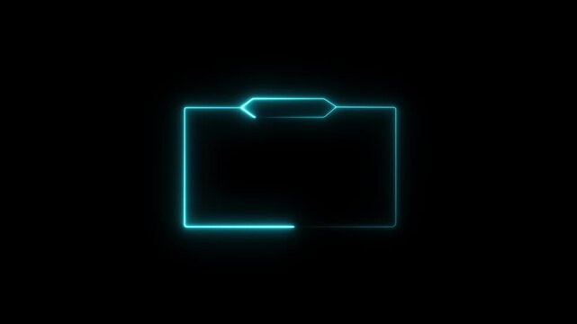 Animated Neon Blue Glowing Folder Icon Outline on Black Background for Digital File Management and Data Storage Concepts.