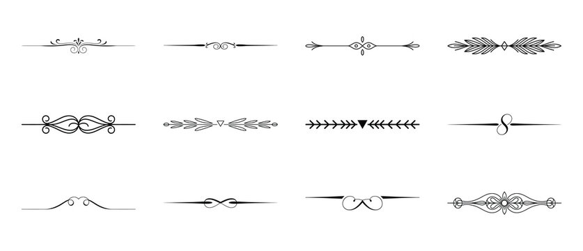 Elegant divider collection with flourishes and floral ornaments for classic document layout.