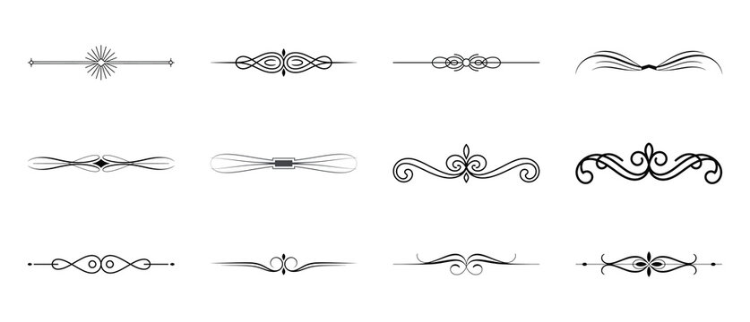 Calligraphic flourishes and swirl separators for professional typesetting and book design.