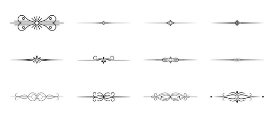 Set of professional vintage dividers and ornate floral flourishes for book design. © TopW59