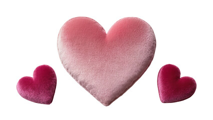 Fototapeta premium Isolated soft plush hearts in gradient pink and deep red colors, symbolizing affection and love