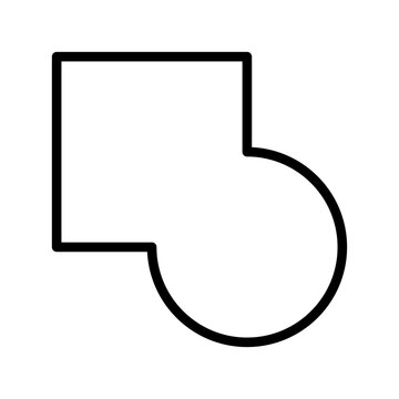 Minimalist black outline geometric icon featuring a square connected to a smooth semicircle, symbolizing harmony, unity, and contemporary design principles, ideal for digital interfaces and branding