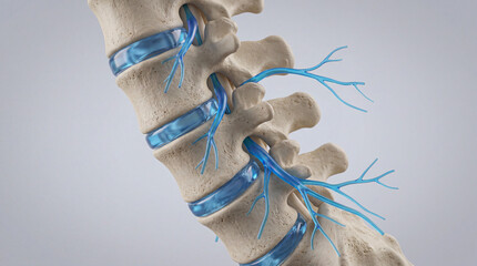 Anatomical 3D Model of Human Lumbar Spine Vertebrae and Intervertebral Discs with Nerves