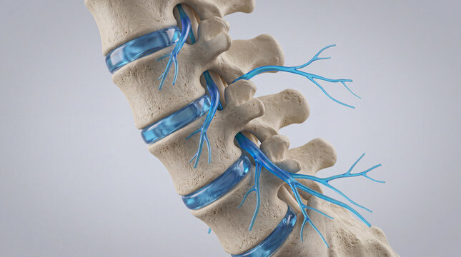 Anatomical 3D Model of Human Lumbar Spine Vertebrae and Intervertebral Discs with Nerves