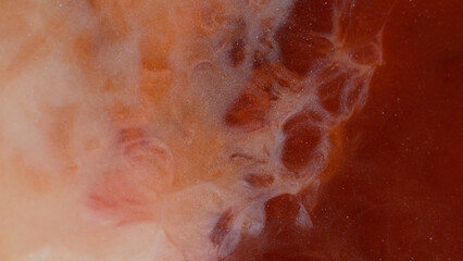 Fototapeta premium Exploring the spread of alcohol inks captured with macro lens in contemporary art