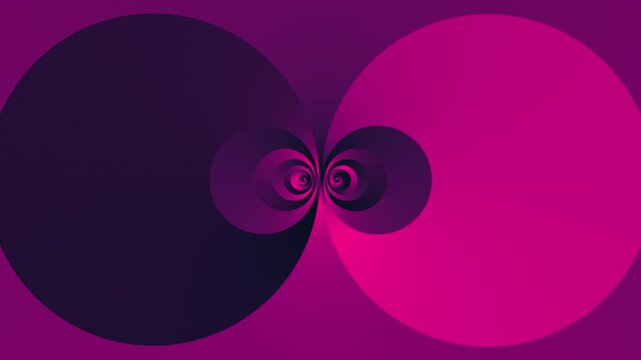Circular gradient illusion. Hypnotic vortex motion background. Pink and dark purple recursive spiral pattern. Loop