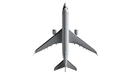 Isolated modern jet aircraft, aerial top view of a passenger plane, clean design. © Cian