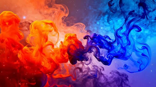 Colorful swirling smoke in space
