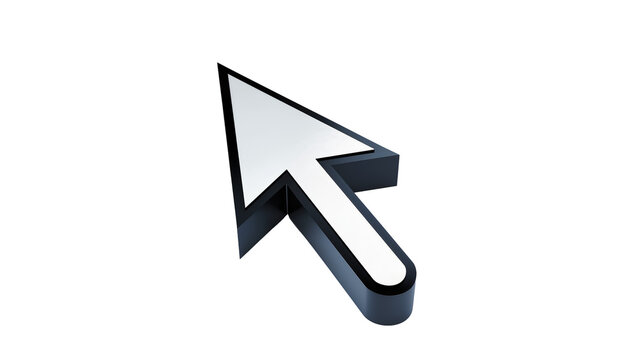 Isolated 3D rendered computer mouse pointer cursor graphic for digital user interface selection