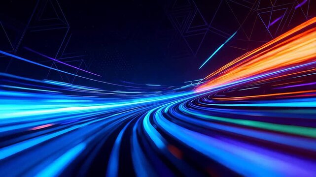 Abstract colorful light streaks in motion