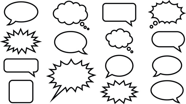 Collection of various blank speech bubbles for comics and design