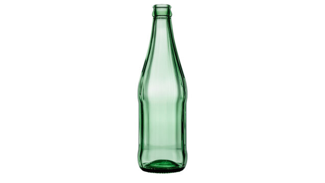 Isolated empty green glass soda bottle ready for design and product placement projects