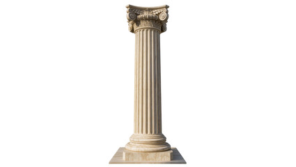 Fototapeta premium Isolated classical Greek or Roman Ionic column, architectural element, historical decorative structure