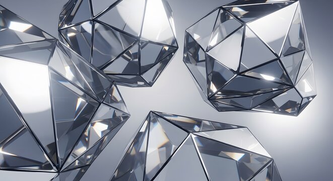 Abstract geometric crystal diamond rock pieces layout cluster 3D background