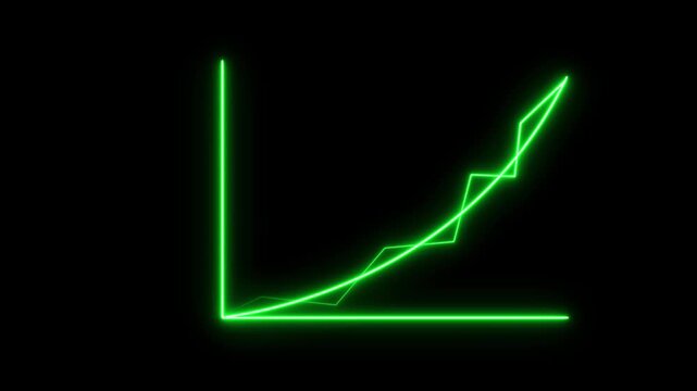 Green Neon Upward Trend Graph With Jagged Line photo