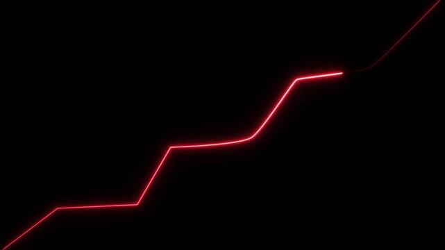 Red Neon Line Graph Ascending on Black Background chart