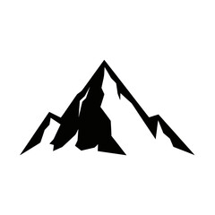 Fototapeta premium Black Silhouette of Jagged Mountain Peak on White Background