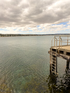 Steps down to the water from the Rosetta Head Wharf or Bluff Jetty at Encounter Bay South Australia