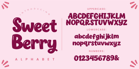 Fototapeta premium Sweet Berry Cute Handwritten Alphabet Decorative Fun Font Set