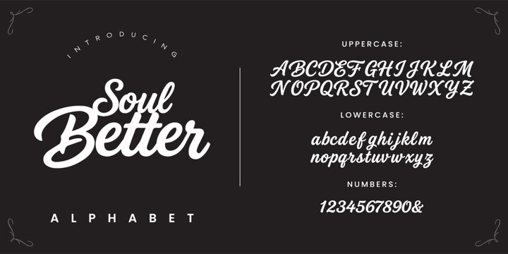 Soul Better Brush Script Font Dynamic Handwritten Typography Vector