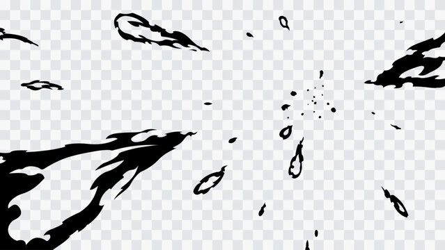 Fiery projectile attack effect with burning flame trails and scattered embers. Dynamic anime energy blast isolated on transparent background.