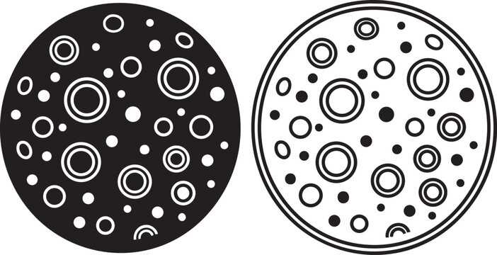 Full Cratered Moons Celestial Planets Astronomy Flat Vector Silhouettes