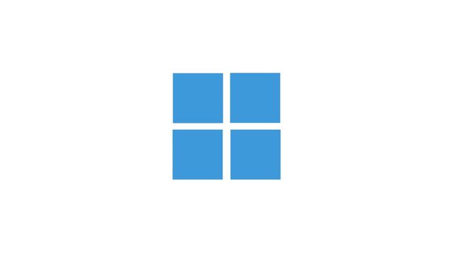 Minimalist Loading Animation with Four Blue Square Blocks Moving Continuously on White Background

