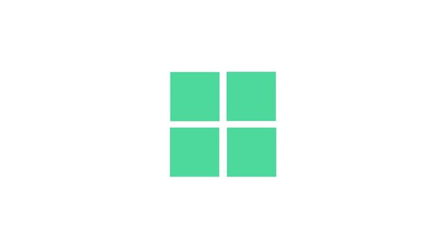 Minimalist Loading Animation with Four Green Square Blocks Moving Continuously on White Background
