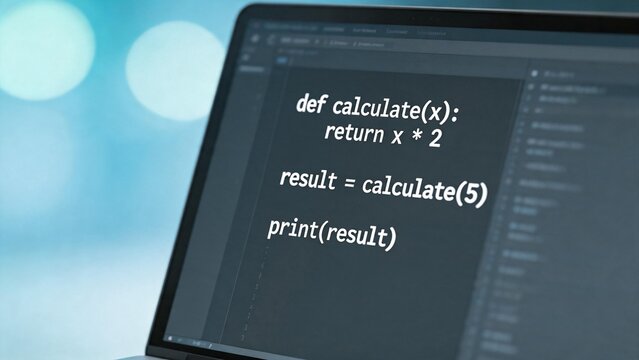 Laptop screen displaying Python code