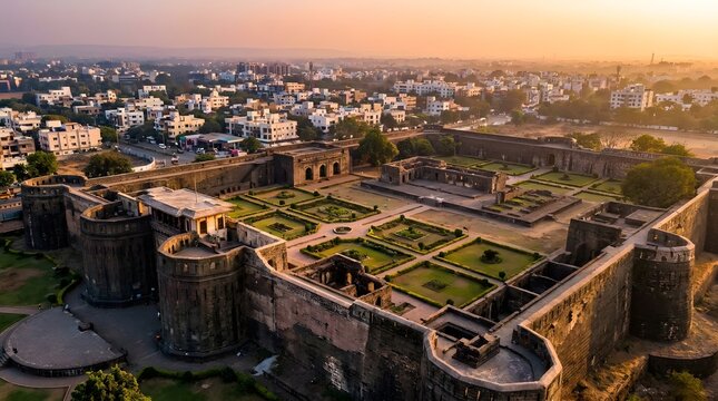 Shaniwar Wada Fort Pune Aerial Drone Landscape