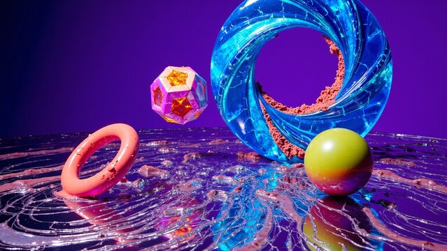 Abstract Colorful Twisting Shapes
