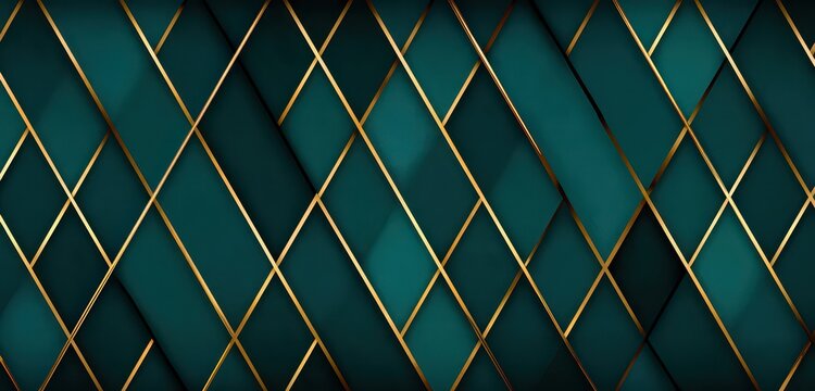 Dark Teal and Gold Geometric Diamond Pattern Seamless Texture Luxurious Background with Subtle Texture and Deep Shadows Abstract Luxury Fabric Design Elegant Wallpaper