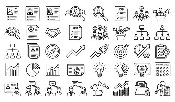 Human Resources and Corporate Management Outline Icon Collection