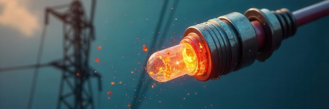 Close-up of a blown fuse on a power pole transformer , high voltage equipment, blown fuse, damage